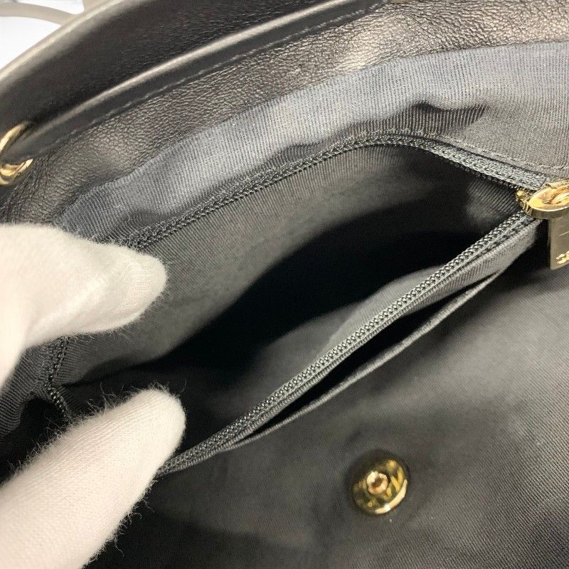 Chanel Backpack Tweed Lambskin Black Gold Quilted CC Logo Turnlock Chain