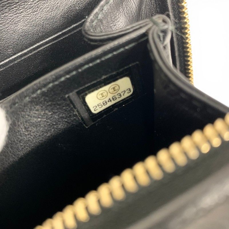 Chanel Shoulder Bag Black Gold CC Logo CC Filigree Quilted Chain