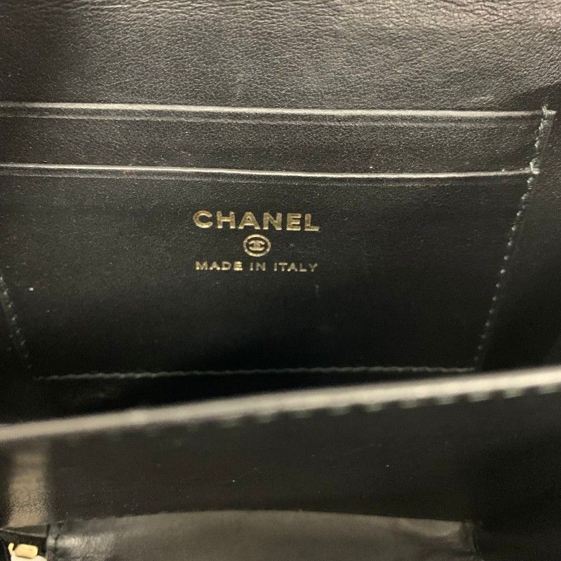 Chanel Shoulder Bag Black Gold CC Logo CC Filigree Quilted Chain