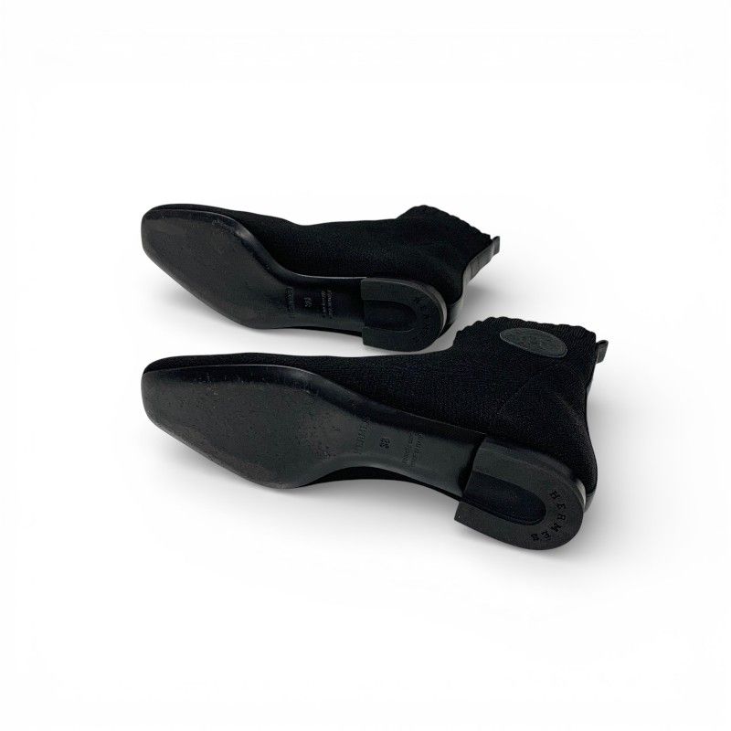 Hermes Duo Boots Short Shoes Fabric Black Knit Exlibris