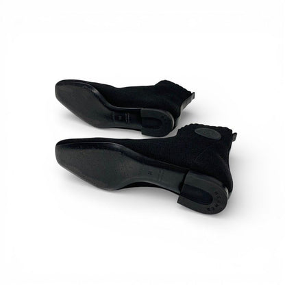 Hermes Duo Boots Short Shoes Fabric Black Knit Exlibris