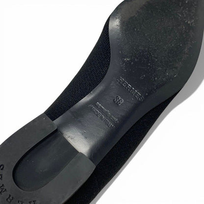 Hermes Duo Boots Short Shoes Fabric Black Knit Exlibris