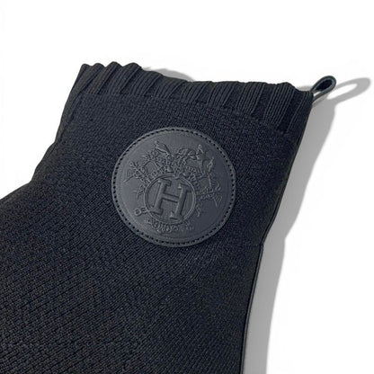 Hermes Duo Boots Short Shoes Fabric Black Knit Exlibris