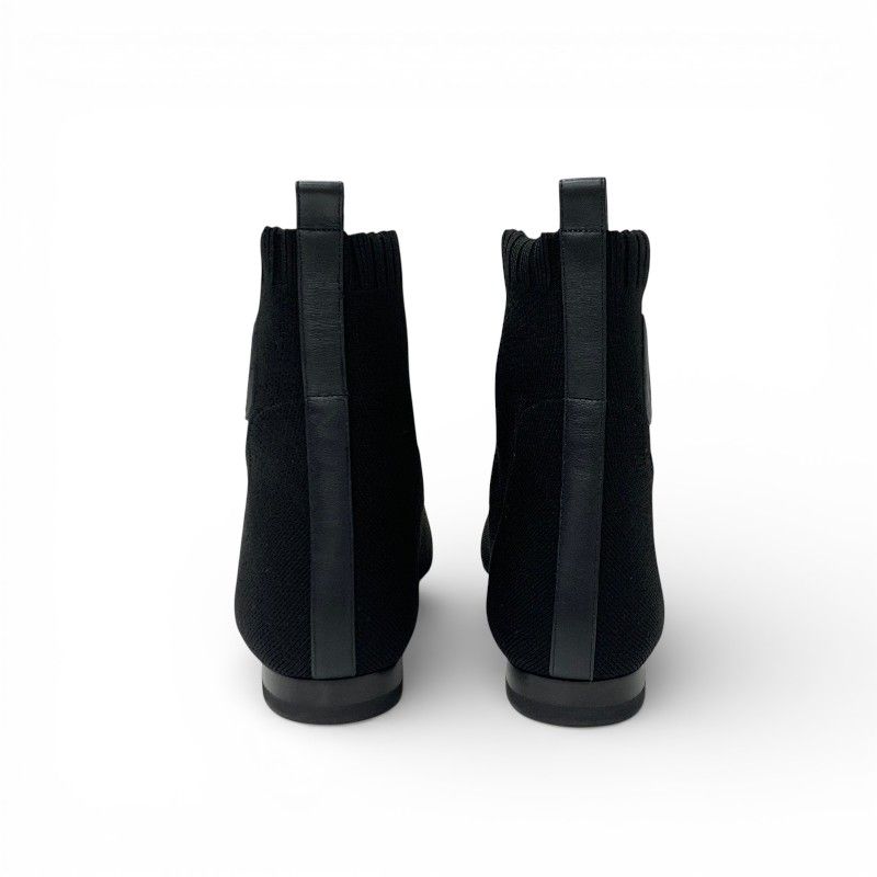 Hermes Duo Boots Short Shoes Fabric Black Knit Exlibris