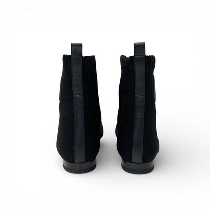 Hermes Duo Boots Short Shoes Fabric Black Knit Exlibris