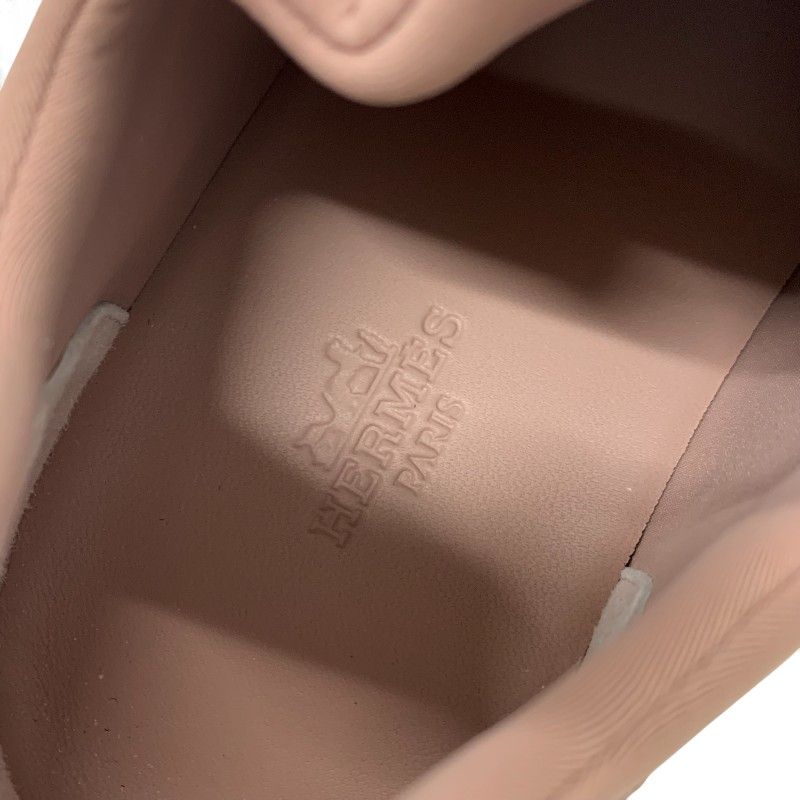 Hermes Just Sneakers Shoes Suede Fabric Pink Black White