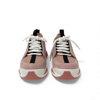 Hermes Just Sneakers Shoes Suede Fabric Pink Black White
