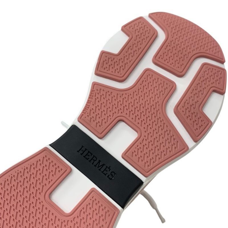 Hermes Just Sneakers Shoes Suede Fabric Pink Black White