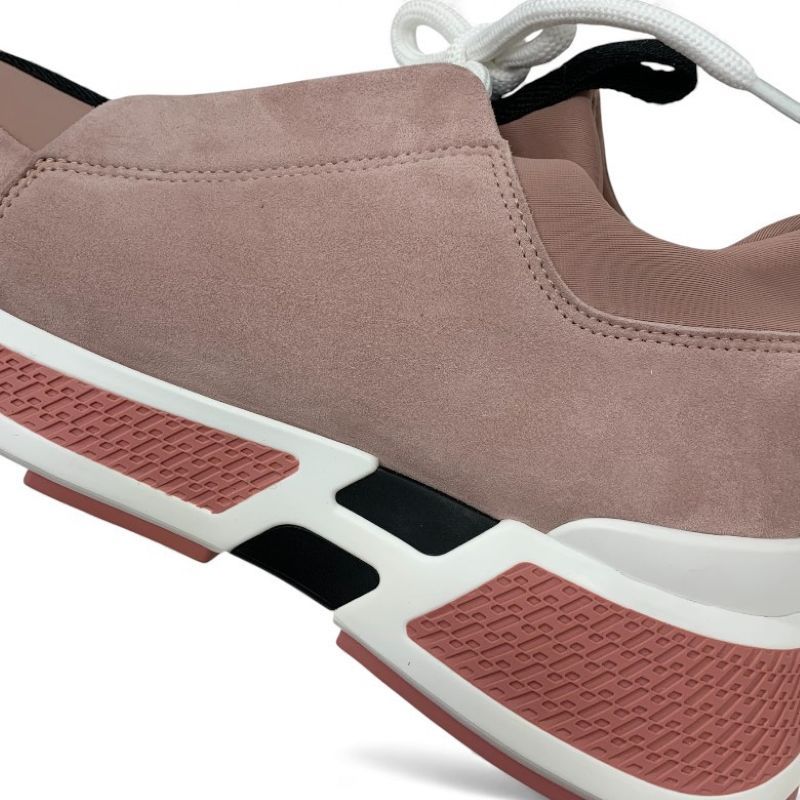 Hermes Just Sneakers Shoes Suede Fabric Pink Black White