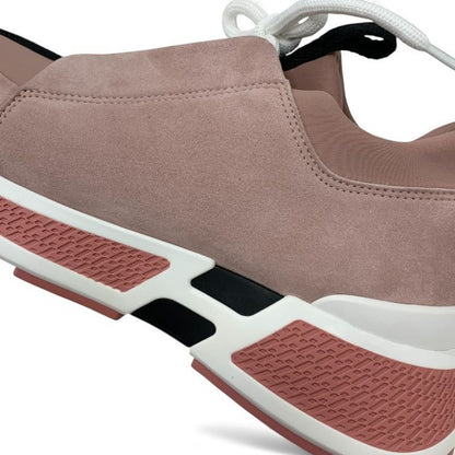 Hermes Just Sneakers Shoes Suede Fabric Pink Black White