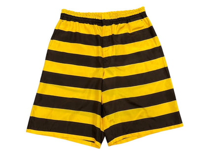 Prada Border Silk Shorts S Yellow Brown Triangle Patch