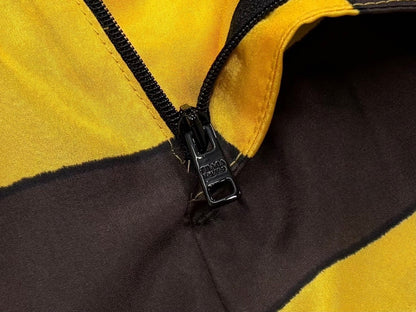 Prada Border Silk Shorts S Yellow Brown Triangle Patch — view 6