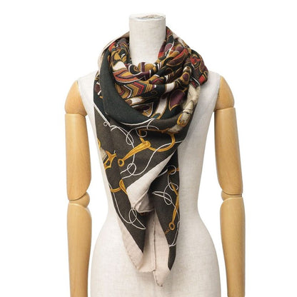 Hermes Folklore Carre Jean Shawl Cashmere Blend Large Scarf