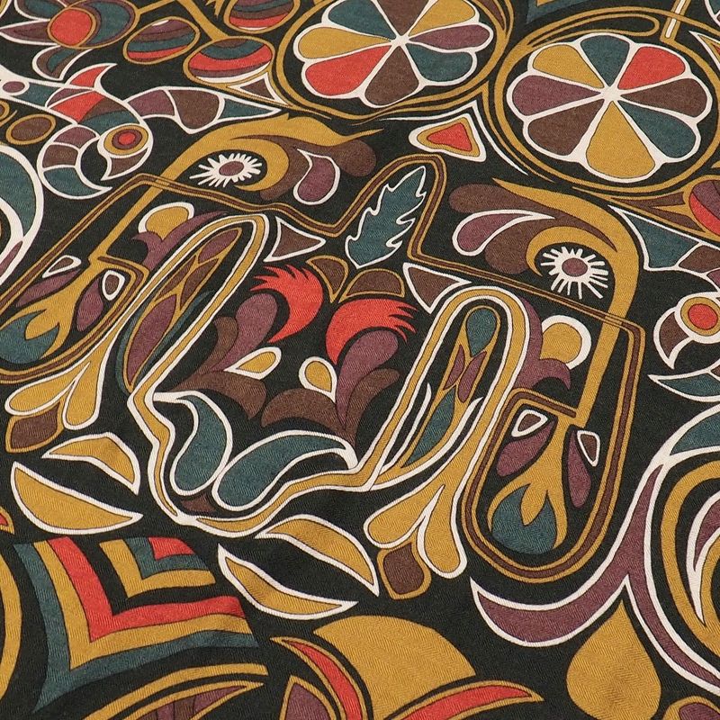Hermes Folklore Carre Jean Shawl Cashmere Blend Large Scarf