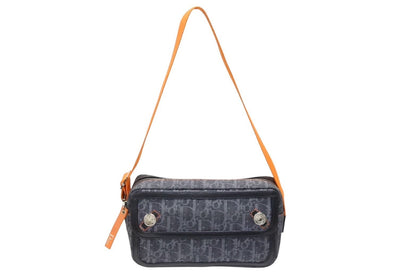 Dior Bag Orange Navy Denim Leather Silver