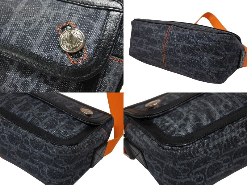 Dior Bag Orange Navy Denim Leather Silver — view 5