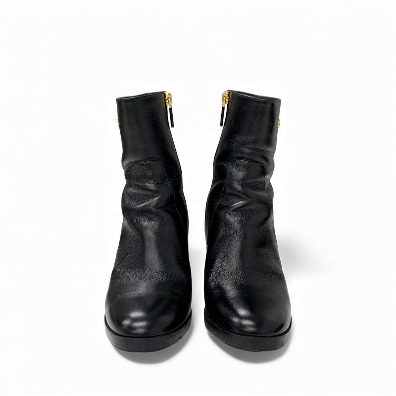 Dior D-town Short Boots Shoes Leather Black Gold Logo