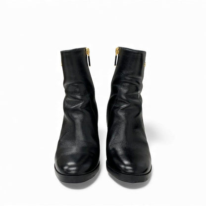 Dior D-town Short Boots Shoes Leather Black Gold Logo