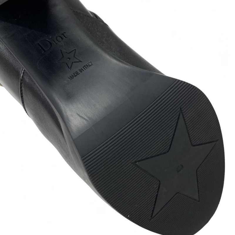Dior D-town Short Boots Shoes Leather Black Gold Logo