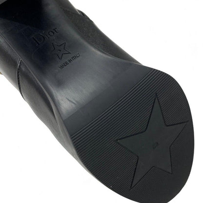 Dior D-town Short Boots Shoes Leather Black Gold Logo