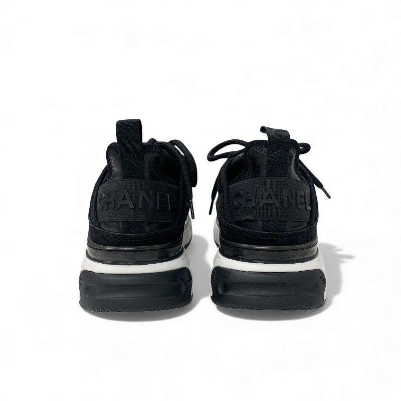 Chanel Sneakers Shoes Suede Leather Black Logo CC