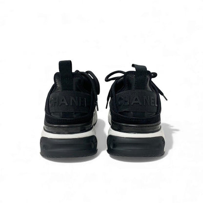 Chanel Sneakers Shoes Suede Leather Black Logo CC