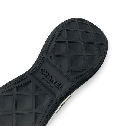 Chanel Sneakers Shoes Suede Leather Black Logo CC