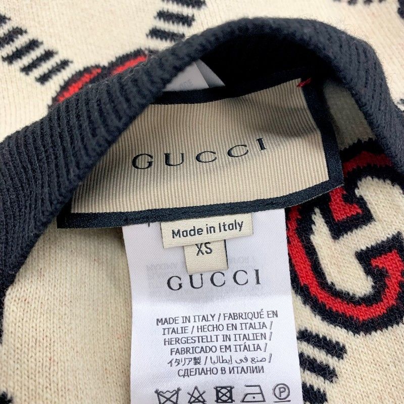 Gucci Dress Beige Black Red Interlocking Reversible Polo Knit