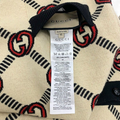 Gucci Dress Beige Black Red Interlocking Reversible Polo Knit