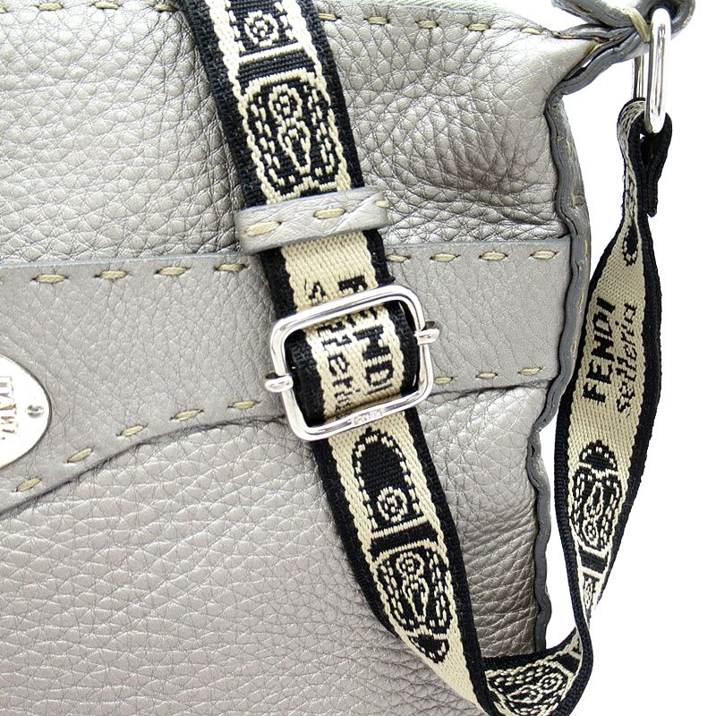 Fendi Selleria Shoulder Bag Leather Gray