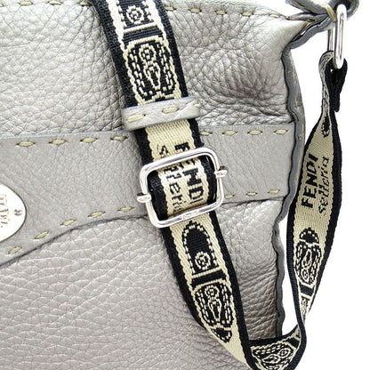 Fendi Selleria Shoulder Bag Leather Gray