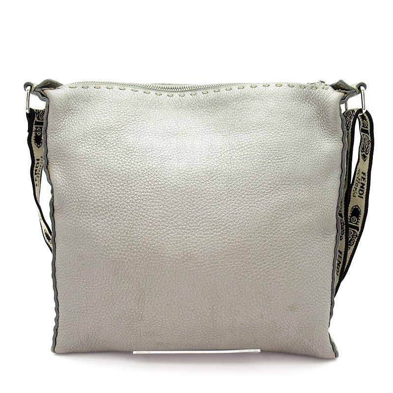 Fendi Selleria Shoulder Bag Leather Gray