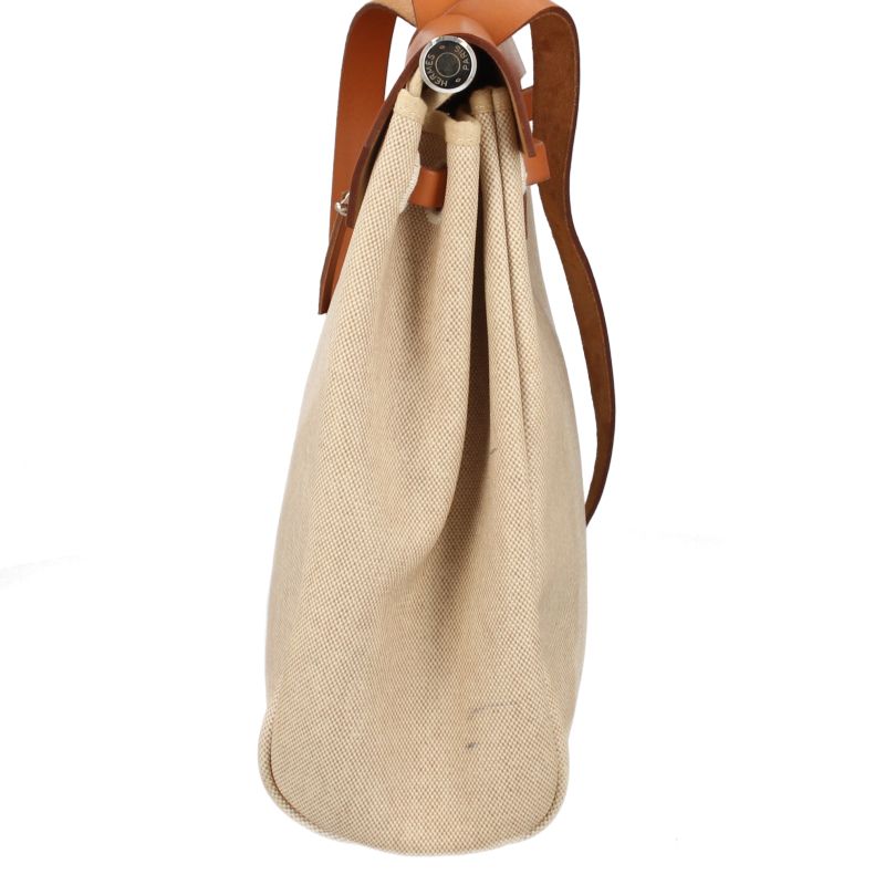 Hermes Herbag MM Toile Calf Shoulder Bag Natural