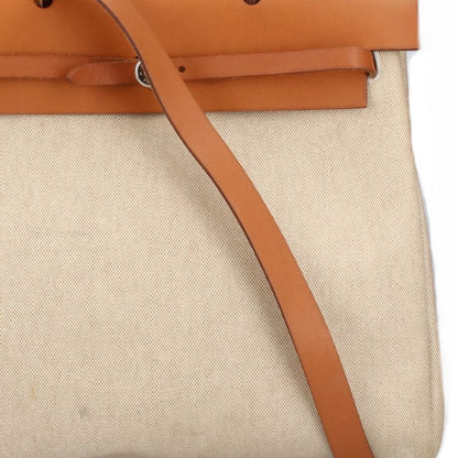 Hermes Herbag MM Toile Calf Shoulder Bag Natural