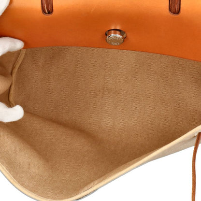 Hermes Herbag MM Toile Calf Shoulder Bag Natural