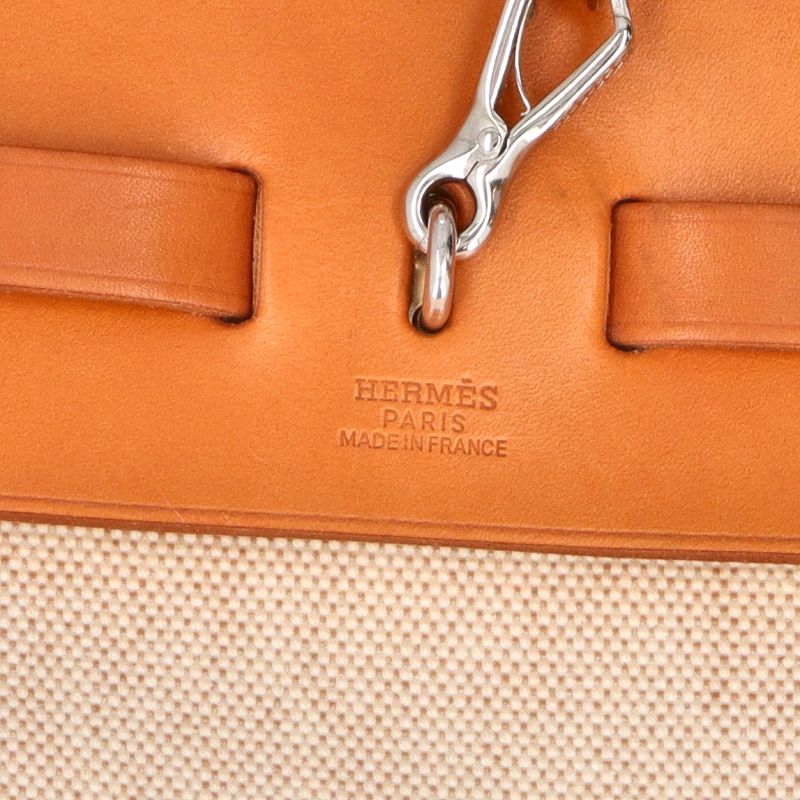 Hermes Herbag MM Toile Calf Shoulder Bag Natural