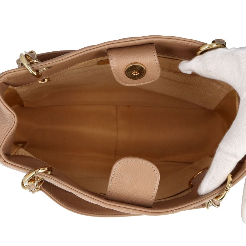Chanel Petite Shopping Tote PST Caviar Leather Beige