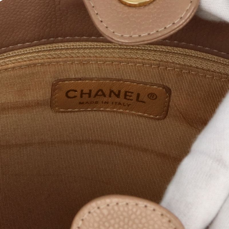 Chanel Petite Shopping Tote PST Caviar Leather Beige