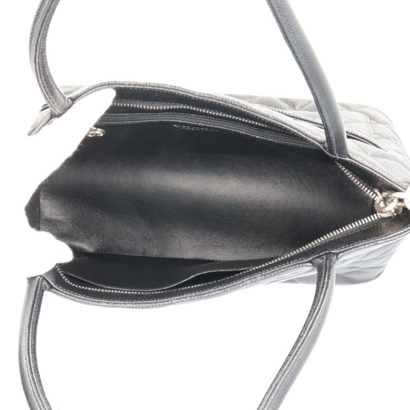 Chanel Medallion Tote Caviar Leather Handbag Black