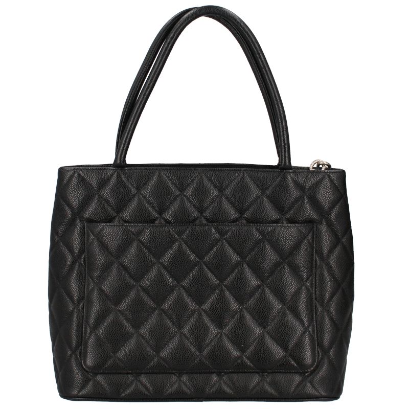 Chanel Medallion Tote Caviar Leather Handbag Black