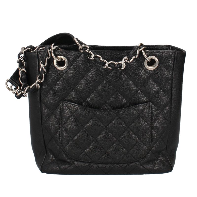 Chanel Petite Shopping Tote PST Caviar Leather Black