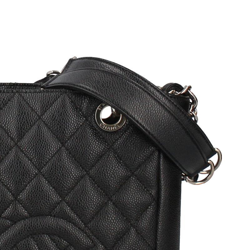 Chanel Petite Shopping Tote PST Caviar Leather Black