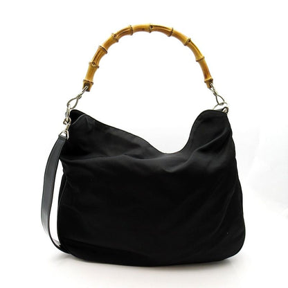 Gucci Bambu 001 Nylon Handbag Black