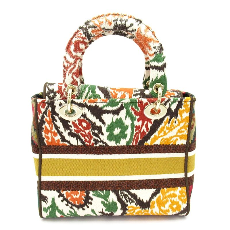 Dior D-lite Paisley Flower Canvas Handbag Multicolor
