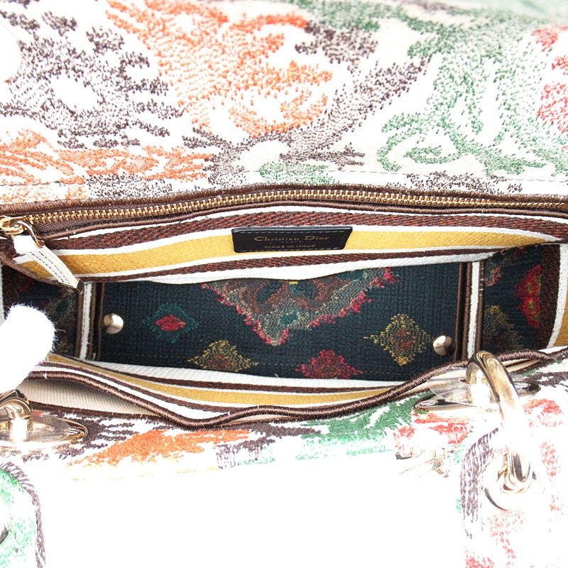 Dior D-lite Paisley Flower Canvas Handbag Multicolor
