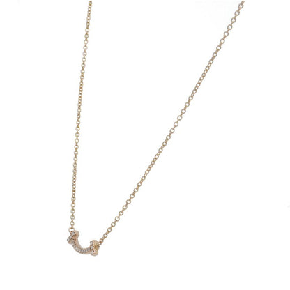Tiffany & Co T Smile Micro Diamond Necklace 18k Pink Gold