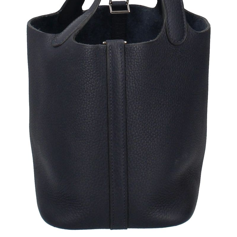 Hermes Picotin Lock PM Taurillon Clemence Handbag Navy