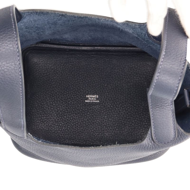 Hermes Picotin Lock PM Taurillon Clemence Handbag Navy