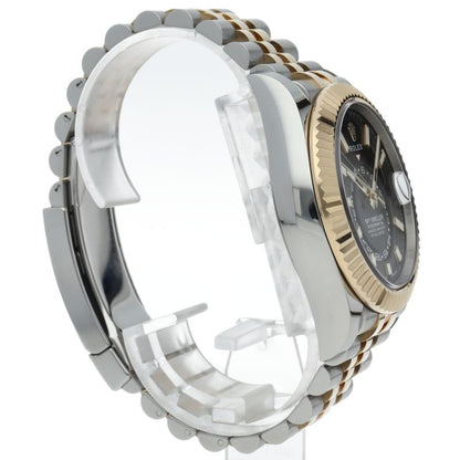 Rolex Sky Dweller Watch Jubilee Box 18k Yellow Gold SS Black Polished