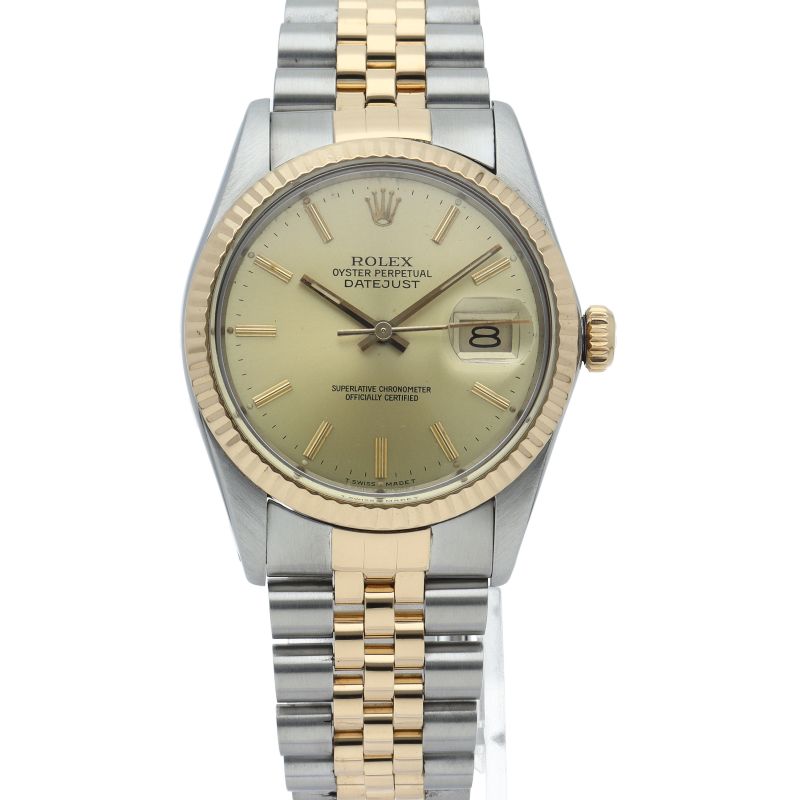 Rolex Datejust Watch Antique 18k Yellow Gold SS Chien Pankara Polished